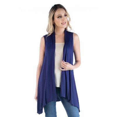 24seven Comfort Apparel Draped Open Front Cardigan Vest-navy-s : Target