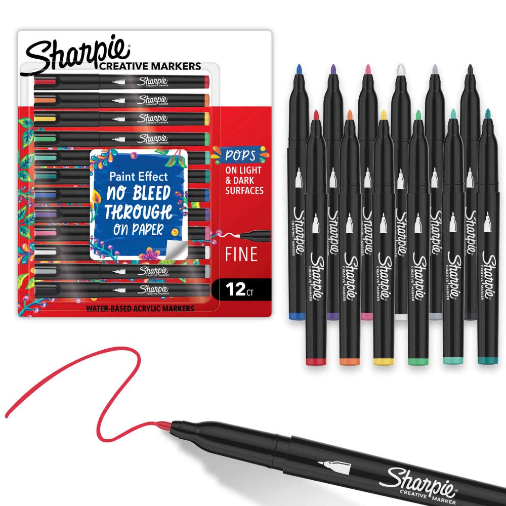Sharpie 12ct Artist Markers Creative Core Colors Fine