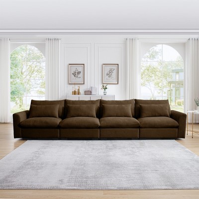 Oversized 157.5" Corduroy Cloud Modular 4-seater Sectional Sofa with Big Deep Seat, 4-Piece Free combination Sofa