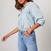 Coolmee Womens Button Down Denim Shirt Long Sleeve Roll Up Casual Oversized Jean Shirt Jacket Distressed Tunic Tops - 3 of 4