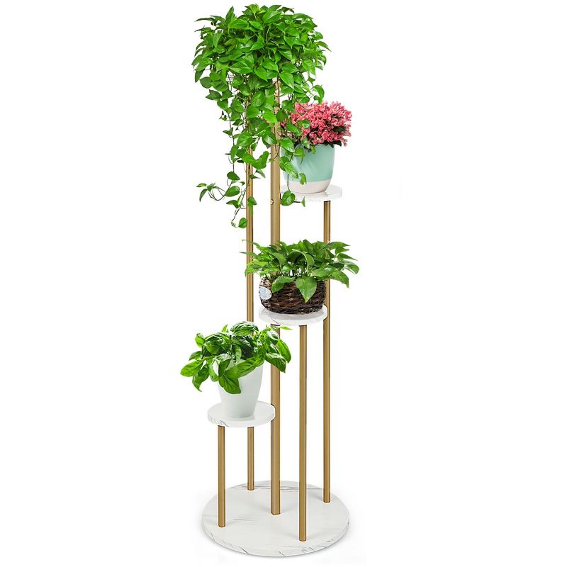 Costway 4-Tier Metal Plant Stand 48.5'' Tall Potted Planter Display Shelf Storage Rack, 1 of 11