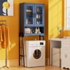 Over The Toilet Storage Cabinet with Tempered Glass Doors, Tall Freestanding Shelf/Rack - 3 of 4