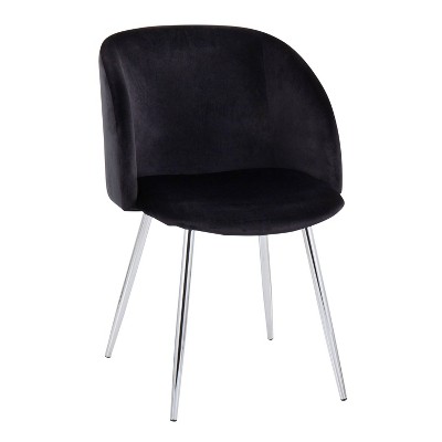 Contemporary Black Velvet Upholstered Dining Chair with Metal Legs