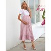 Maternity High Waisted Midi Skirt Summer Ruffle Adjustable Boho Flowy Suspender Skirt Photoshoot Baby Shower - 2 of 4