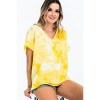 Slickblue Women's Casual Tie-Dye Top, V-Neck Shirt with Short Sleeves, Trendy Style, S, Yellow - 2 of 4