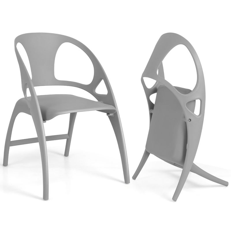 Costway Set of 2 Folding Dining Chairs Modern PP Dining Chairs Indoor & Outdoor White/Green/Grey/Orange, 1 of 9