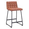 HomeRoots Set of Two 26" Brown And Black Faux Leather And Steel Counter Height Bar Chairs - 4 of 4