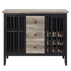 47" Zudora Kitchen and Dining Cabinet Antique Oak and Sandy Black Finish - Acme Furniture: Metal Frame, Divided Storage, Wood Composite - 1 of 4