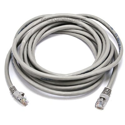 Monoprice Cat6 Ethernet Patch Cable - 14 Feet - Gray | Network Internet Cord - RJ45, Stranded, 550Mhz, UTP, Pure Bare Copper Wire, Crossover, 24AWG