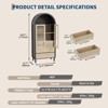 COZONY 70" Arched Display Cabinet with LED Lights, Adjustable Shelf & 3 Drawers - Black & Oak - 2 of 4