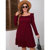 YesFashion Women's Plus Size Dress Casual Long Sleeve Ruffle Trim Dress Square Neck Elastic High Waist Belted Midi Dress - 4 of 4
