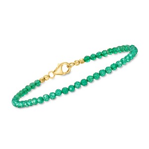 Ross-Simons Green Chalcedony Bead Bracelet in 18kt Gold Over Sterling - 1 of 4
