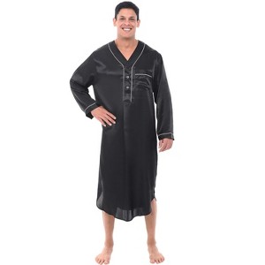 Alexander Del Rossa Mens Satin Nightshirt, Long Lightweight Woven Kaftan - 1 of 4