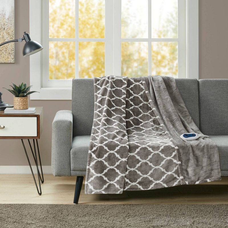 Ogee Printed Oversized Electric Heated Throw Blanket 60x70" - Beautyrest, 3 of 14