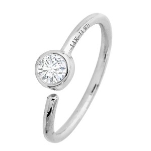 Jewelry Avalanche 20G 14K Gold Diamond Nose Hoop Ring, Bezel Set, 8mm Twist-open - 1 of 4