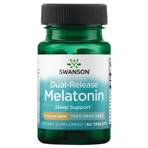 Swanson Dual-Release Melatonin – Tablets [3 mg, 60 Count] - 1 of 4