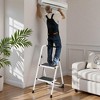 NAYSAYE 2 Step Ladder Folding Step Stool with Wide Anti Slip Pedals and Handrails Lightweight Steel for Home, White, 15.7"*31.9"*19.7" - 2 of 4