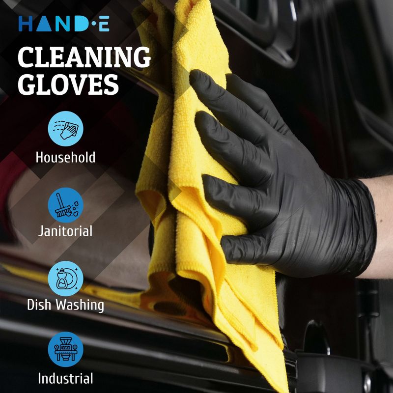 Hand-E Black Nitrile Gloves, Perfect for Cleaning & Cooking - 200 Pack, 5 of 7