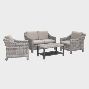 Leisure Made Marietta 4pc Wicker Seating in Tan Fabric - 1 of 4