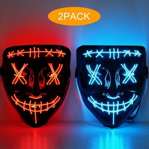 Whizmax [2PACK]X-EYE Scary Mask LED Mask---LED Light Up Mask EL Wire Light Up - 1 of 4