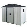 Syemin Storage Sheds 8ft x 4ft Outdoor Metal Storage Shed with Window and Metal Foundation for Backyard, Patio, Lawn, Black, 89"*47"*74.75" - 2 of 4