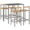 vidaXL Garden Bar Set Black Poly Rattan Medium Tough Garden Bar Set - Gray 43.3" Table Length 4 Items - 3 of 4