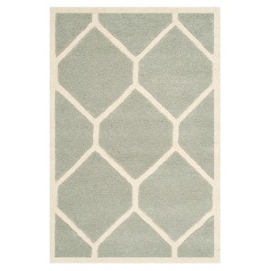 Gray/Ivory Honeycomb Tufted Accent Rug 3