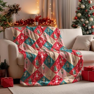 Lomsoe Christmas Flannel Blanket Throw, Pink Green Buffalo Plaid Soft Cozy Blankets for Couch Sofa Bed Lounging. - 1 of 4