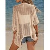 Womens Short Sleeve Cardigan Beach Cover Up Hollow-Out Sweater Cardigan Batswing Sleeve Cover Up Lightweight Cardigan - 2 of 4