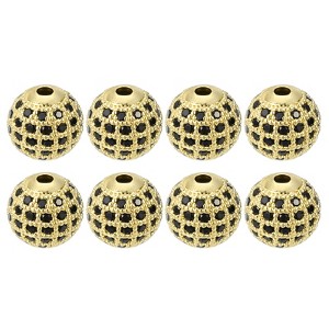 Unique Bargains Round Brass Rhinestone DIY Bracelets Earrings Charm Spacer Beads 8 Pcs - 1 of 4