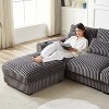 MYINDA 126-inch Corduroy Oversized L-Shaped Sectional with Removable Footrest-USB Port and Cup Holder - 2 of 4