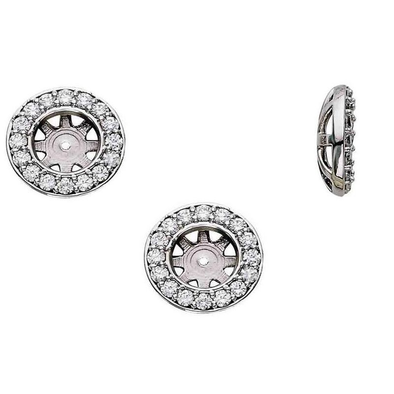Pompeii3 3/4ct Halo Diamond Studs Earring Jackets White Gold (6-6.5mm), 3 of 5