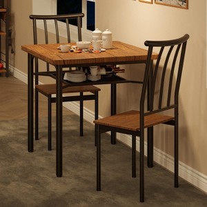 Dining Table Set for 2, Kitchen Table Set for 2 with Wine Rack, Dining Room Table Set with Sturdy Chairs - 1 of 4