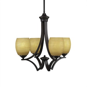 Toltec Lighting Zilo 4 - Light Chandelier in  Dark Granite with 5" Cayenne Linen Shade - 1 of 1
