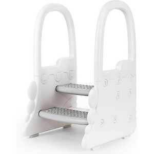 Foldable Step Stool for Bathroom Sink, Toddler Adjustable 2 Steps Stool with Handles, Kids Step Stool for Kitchen Counter, Toilet Potty Training - 1 of 4