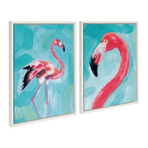 Kate & Laurel All Things Decor (Set of 2) 18" x 24" Sylvie Flamingo Canvas by Rachel Christopoulos White : Modern Style - 1 of 4