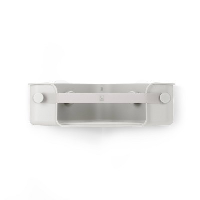 Gray Plastic Suction Mount Shower Corner Basket