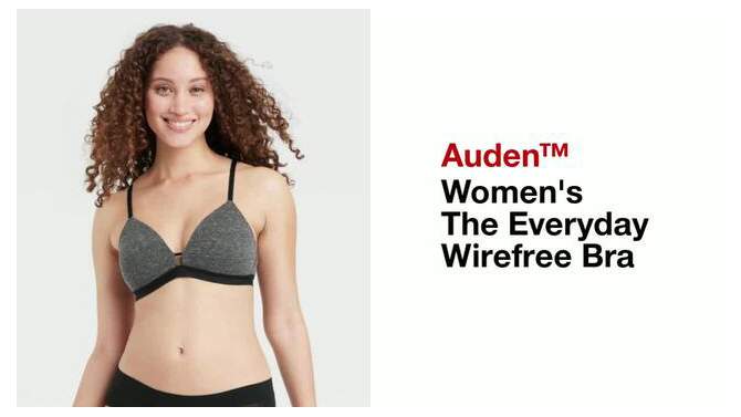 Women's Cotton Lightly Lined Wirefree Plunge Bra - Auden™, 2 of 4, play video