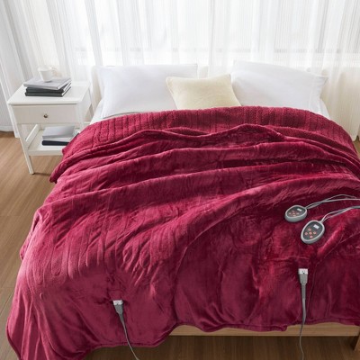 Queen Electric Heated Microlight to Berber Bed Blanket Red: Beautyrest, Polyester, Machine Washable — detail 1