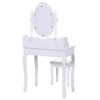 Tangkula Oval Mirror 4 Drawer Vanity Mirror Makeup Table w/ Cushioned Stool - 3 of 4