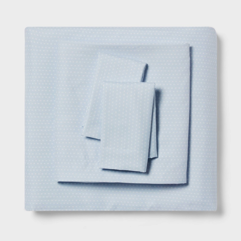 Photos - Bed Linen Queen Microfiber Sheet Set Blue Dash - Room Essentials™
