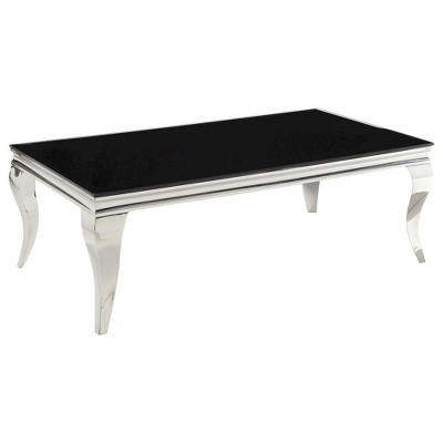 Coaster,Carone Rectangular Glass Top Coffee Table Black and Chrome