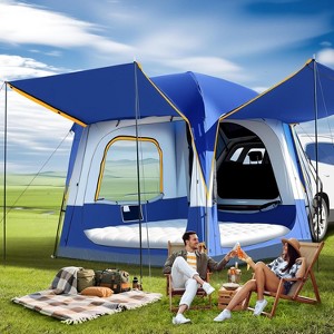 DoCred SUV Tents for Camping 4 People, PU 3000mm Waterproof SUV Tent for Car Jeep Van, 8.2'L x 8.2'W x 7.2'H with 2 Awnings & Double Door - 1 of 4