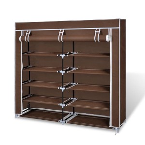 vidaXL Shoe Rack Brown Powder coated tubes 45.3x11.0x43.3in Lightweight - 1 of 2