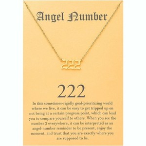 Numerology Choker Necklace with Angel Numbers Spiritual Jewelry 222 Gold - 1 of 4
