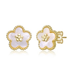 Guili Charming 14k Gold-Plated Mother of Pearl Flower Earrings for Kids - 1 of 3