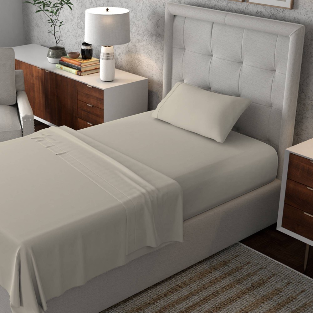 Photos - Bed Linen Aireolux Twin 600 Thread Count Cotton Sateen Sheet Set Beige