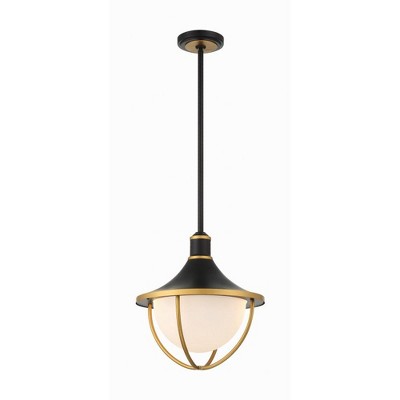 Crystorama Lighting Atlas 3 - Light Pendant in  Matte Black/Textured Gold