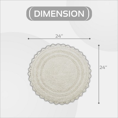 Ivory 24" Round Cotton Crochet Tufted Bath Rug