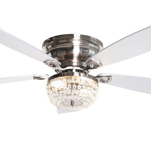 Parrot Uncle 48" Modern Crystal Flush Mount Ceiling Fan with Remote - 1 of 4